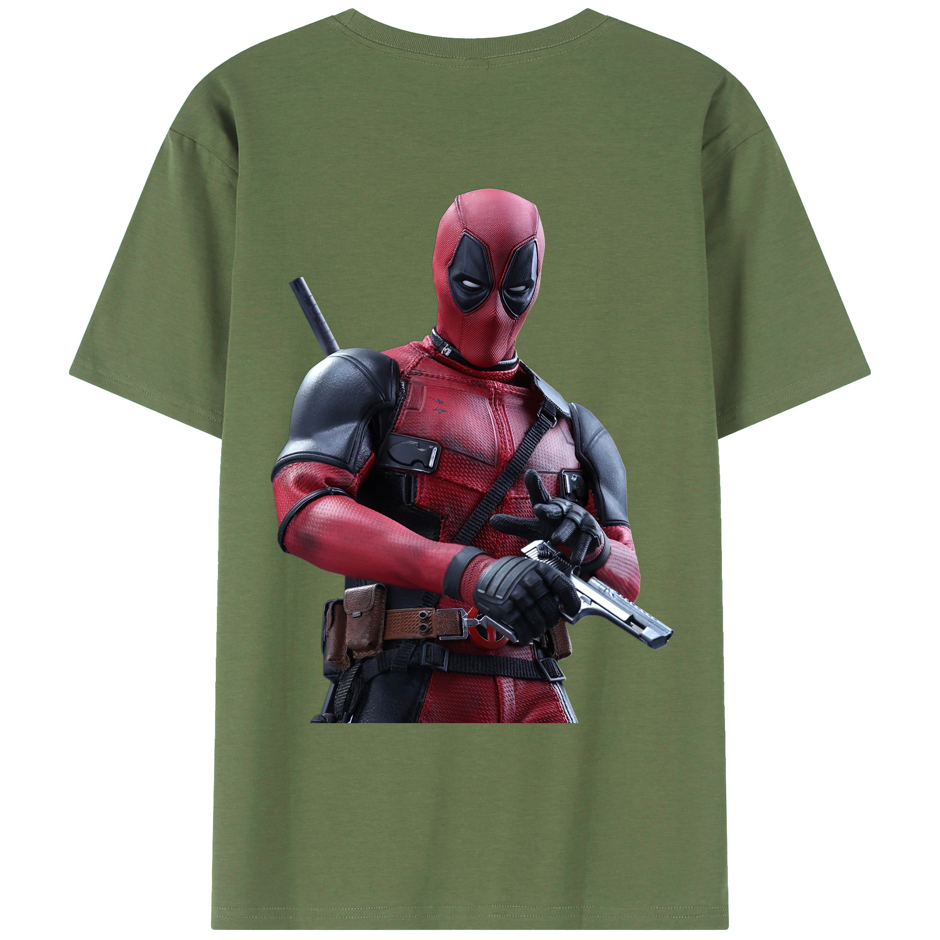 （画像用） Deadpool デッドプール 綿100％ メンズ半袖Tシャツ（バックプリント） 通気性
